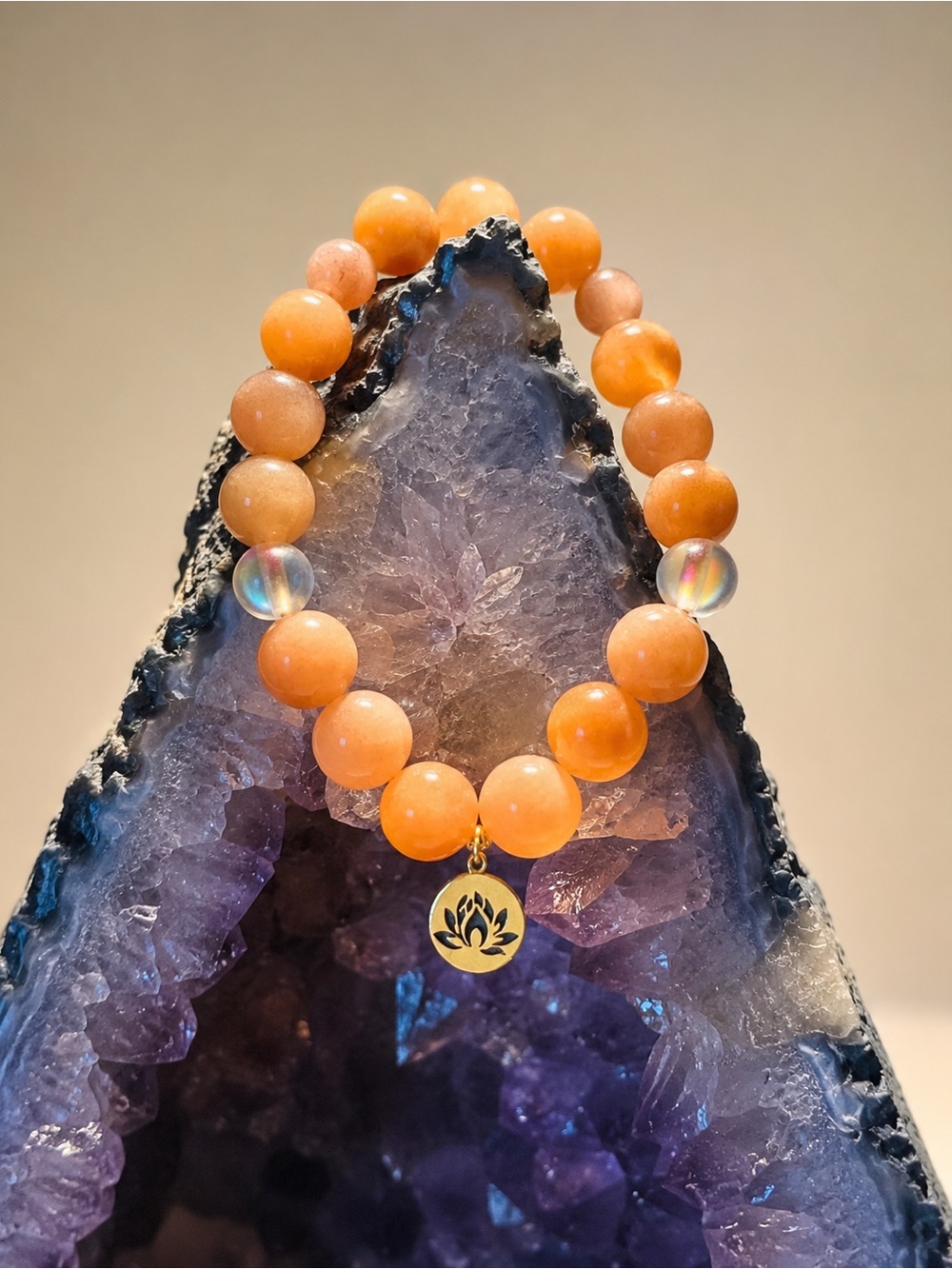 Sunlit Grace Zambian Sunstone & Dark Rose Quartz Healing Adornment Bracelet